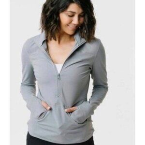 Zyia Women's Gray 1/2 Zip Pullover Athletic Sweater Jacket